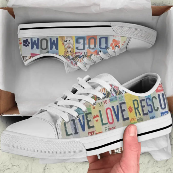 Custom Dog Mom Sneakers - Gift Idea For Dog Mom/ Dog Dad/ Dog Lover - Live Love Rescue