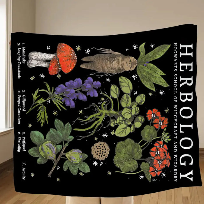 Custom Personalized Herbology Quilt/Single Layer Fleece Blanket - Gift Idea For Friends/ Family Member/ Plant Lover