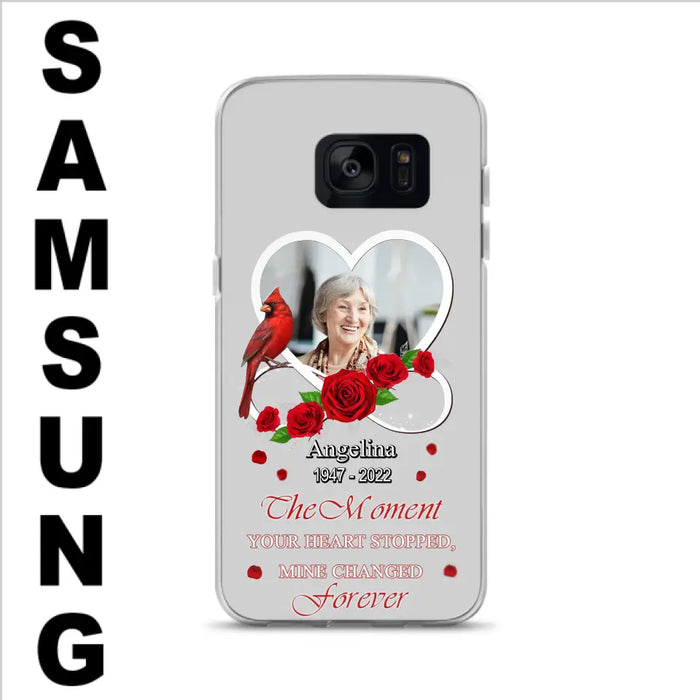 Custom Personalized Memorial Phone Case - Upload Photo - Memorial Gift Idea For Family Member - The Moment Your Heart Stopped Mine Changed Forever - Case For iPhone/Samsung