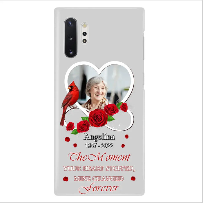 Custom Personalized Memorial Phone Case - Upload Photo - Memorial Gift Idea For Family Member - The Moment Your Heart Stopped Mine Changed Forever - Case For iPhone/Samsung