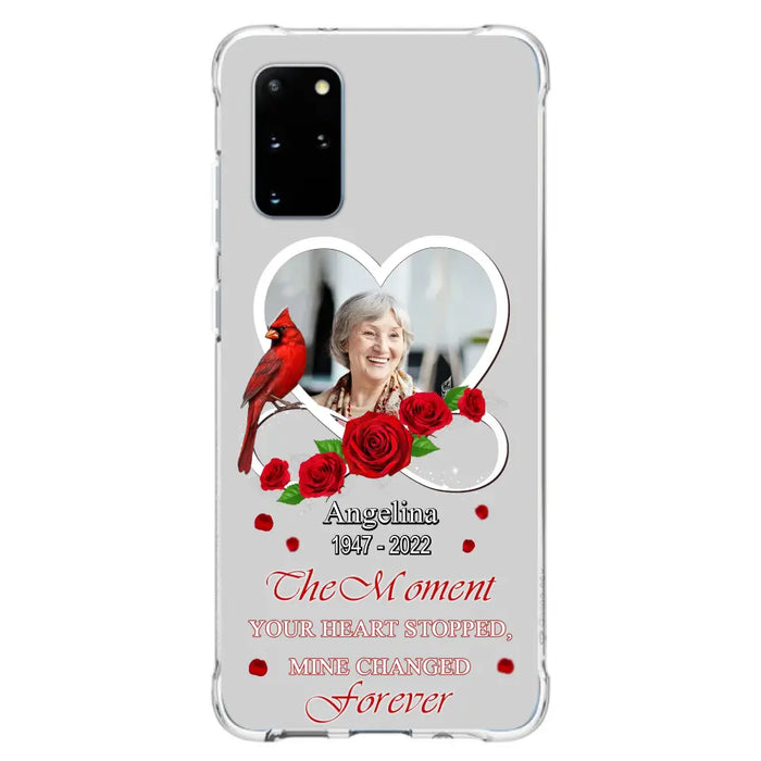 Custom Personalized Memorial Phone Case - Upload Photo - Memorial Gift Idea For Family Member - The Moment Your Heart Stopped Mine Changed Forever - Case For iPhone/Samsung