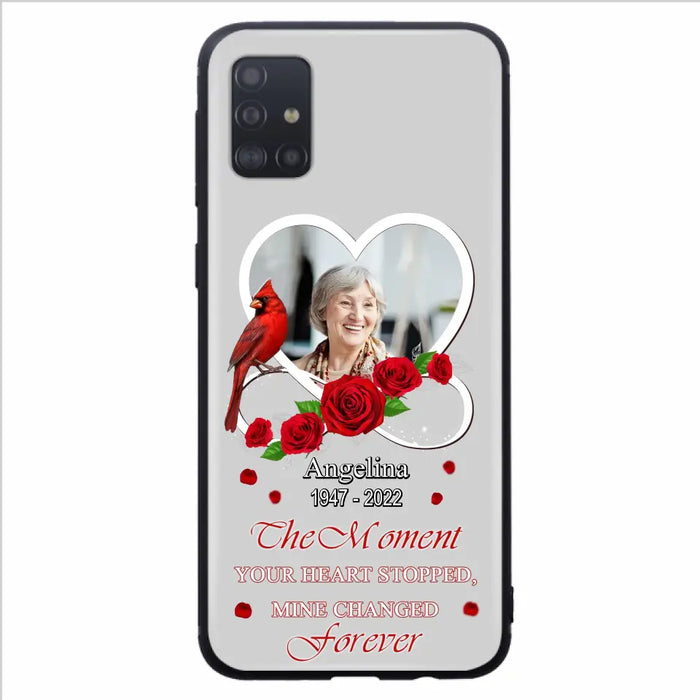 Custom Personalized Memorial Phone Case - Upload Photo - Memorial Gift Idea For Family Member - The Moment Your Heart Stopped Mine Changed Forever - Case For iPhone/Samsung