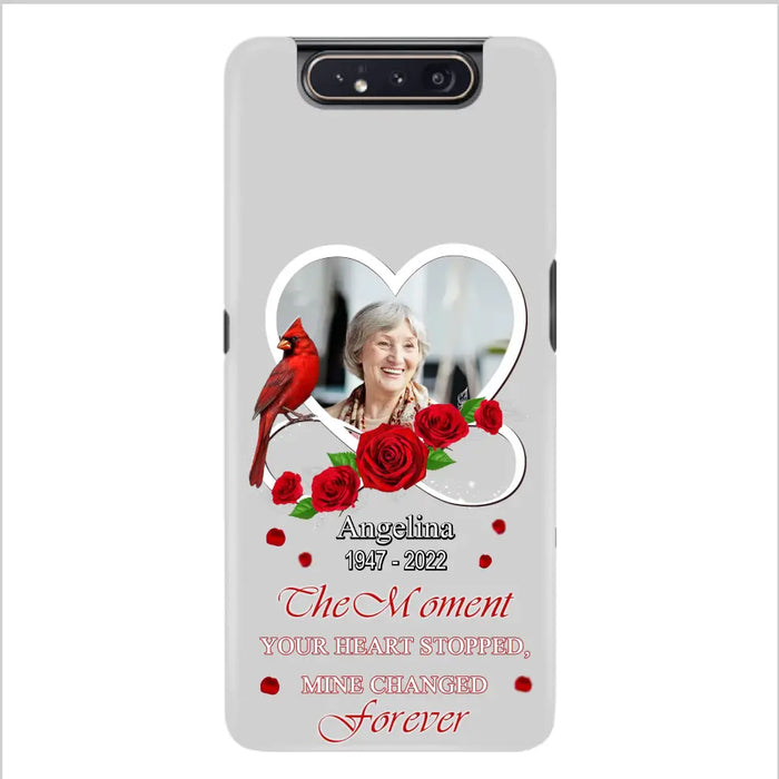 Custom Personalized Memorial Phone Case - Upload Photo - Memorial Gift Idea For Family Member - The Moment Your Heart Stopped Mine Changed Forever - Case For iPhone/Samsung