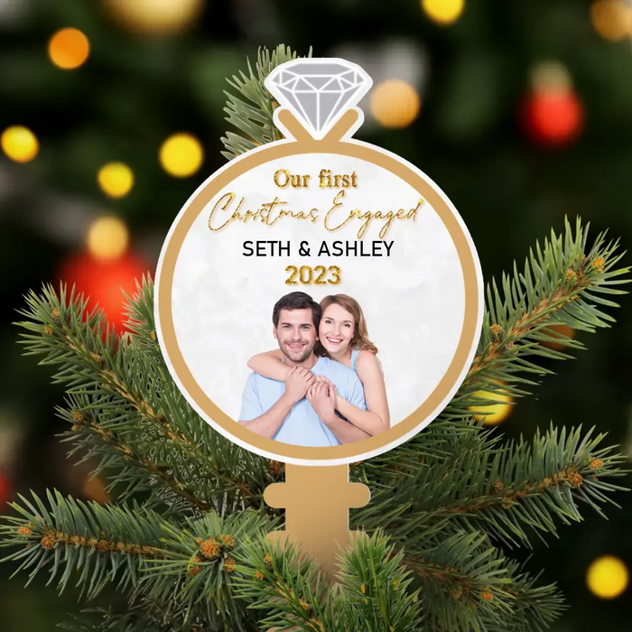 Custom Personalized Engagement Tree Topper - Upload Photo - Christmas 2023 Gift For Couple - Our First Christmas Engaged