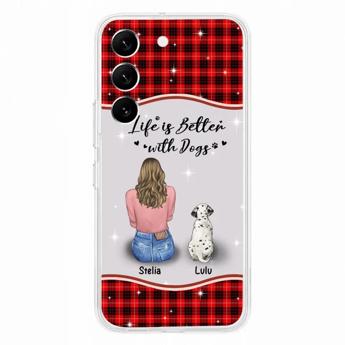 Personalized Dog Mom Phone Case - Upto 5 Dogs -Gift Idea For Dog Owners - Life Is Better With Dogs - Case For iPhone/Samsung