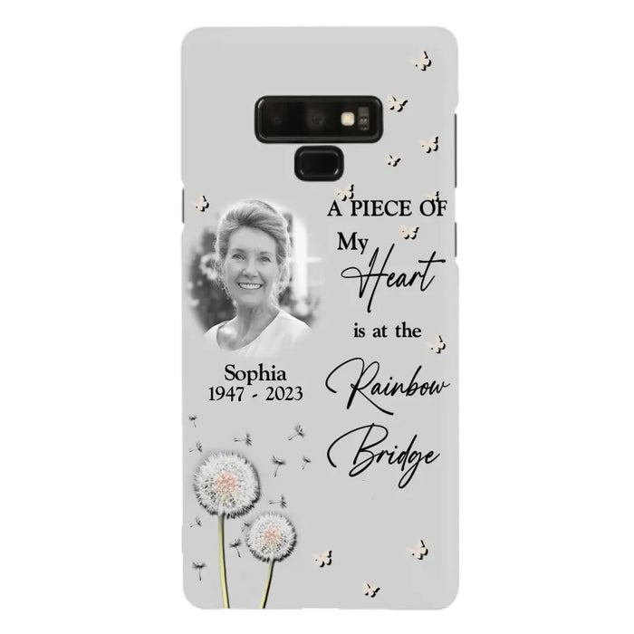 Custom Personalized Memorial Phone Case - Upload Photo - Memorial Gift Idea For Family Member - A Piece Of My Heart Is At The Rainbow Bridge - Case For iPhone/Samsung