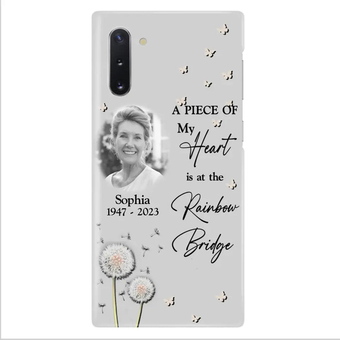 Custom Personalized Memorial Phone Case - Upload Photo - Memorial Gift Idea For Family Member - A Piece Of My Heart Is At The Rainbow Bridge - Case For iPhone/Samsung