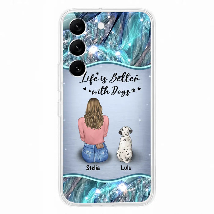 Personalized Dog Mom Phone Case - Upto 4 Dogs -Gift Idea For Dog Owners - Life Is Better With Dogs - Case For iPhone/Samsung