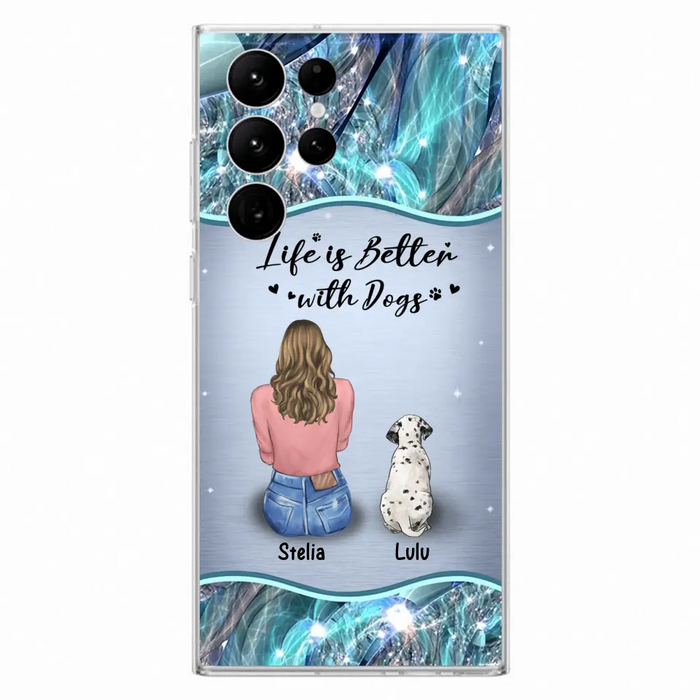 Personalized Dog Mom Phone Case - Upto 4 Dogs -Gift Idea For Dog Owners - Life Is Better With Dogs - Case For iPhone/Samsung