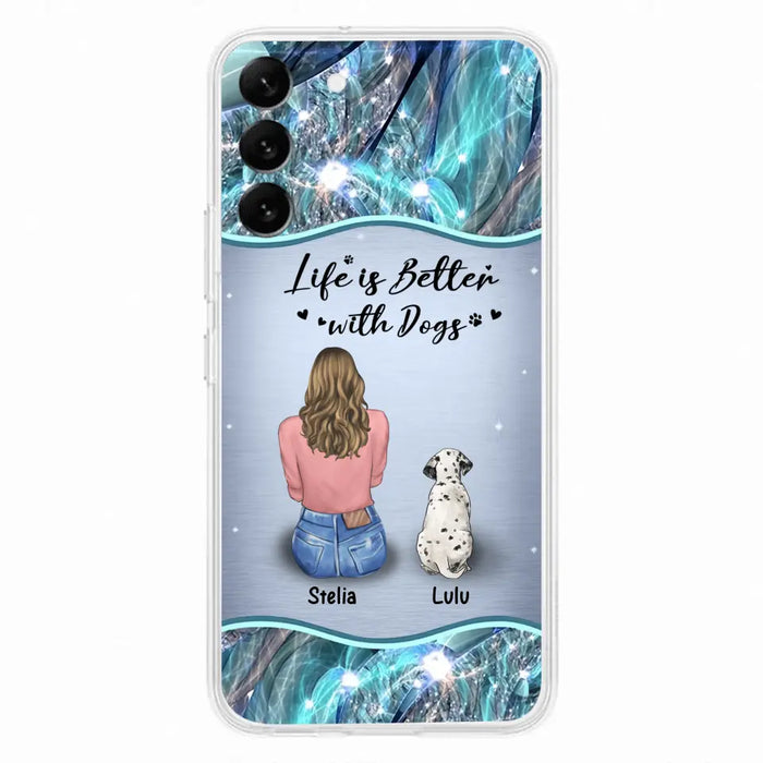 Personalized Dog Mom Phone Case - Upto 4 Dogs -Gift Idea For Dog Owners - Life Is Better With Dogs - Case For iPhone/Samsung