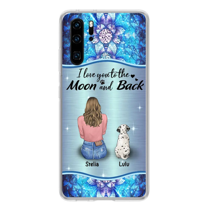 Personalized Dog Mom Phone Case - Upto 4 Dogs -Gift Idea For Dog Owners - I Love You To The Moon And Back - Case For Oppo/Xiaomi/Huawei