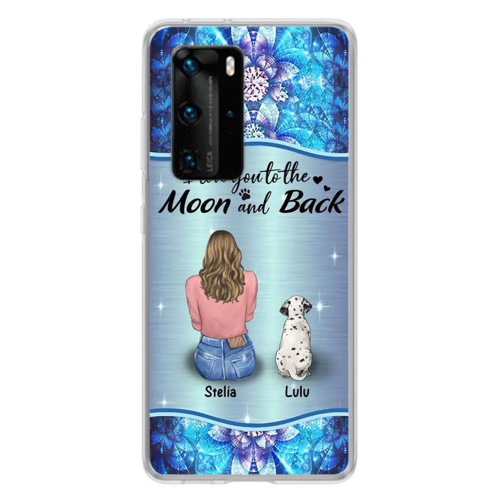 Personalized Dog Mom Phone Case - Upto 4 Dogs -Gift Idea For Dog Owners - I Love You To The Moon And Back - Case For Oppo/Xiaomi/Huawei