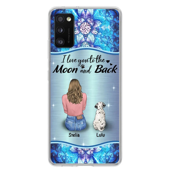 Personalized Dog Mom Phone Case - Upto 4 Dogs -Gift Idea For Dog Owners - I Love You To The Moon And Back - Case For iPhone/Samsung