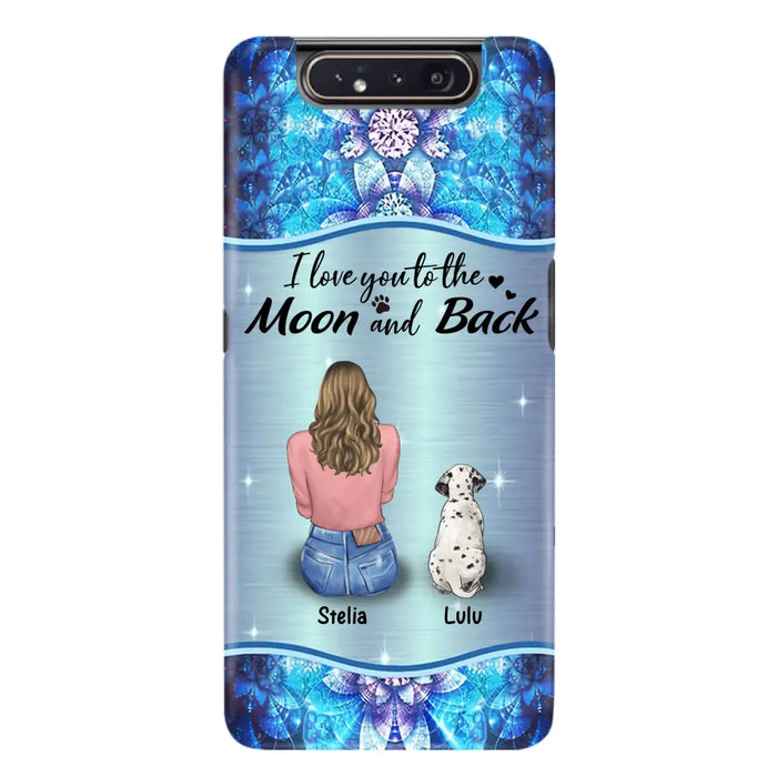 Personalized Dog Mom Phone Case - Upto 4 Dogs -Gift Idea For Dog Owners - I Love You To The Moon And Back - Case For iPhone/Samsung