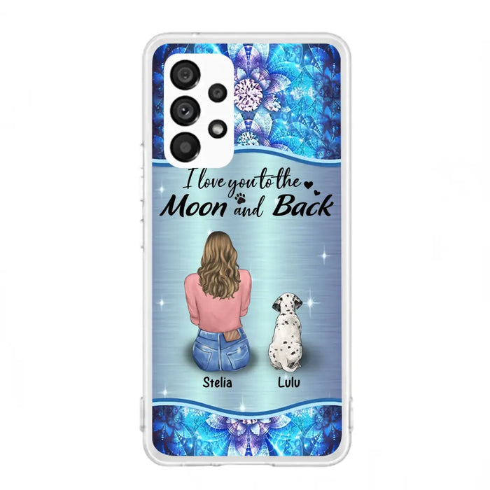 Personalized Dog Mom Phone Case - Upto 4 Dogs -Gift Idea For Dog Owners - I Love You To The Moon And Back - Case For iPhone/Samsung