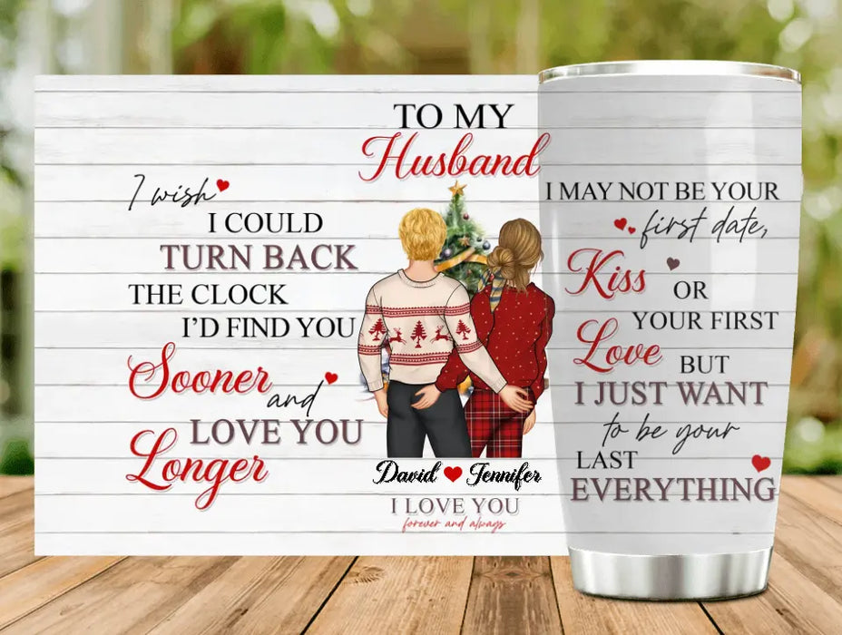 Custom Personalized Christmas Couple Tumbler - Christmas Gift Idea For Couple/Husband/Wife - I Wish I Could Turn Back The Clock