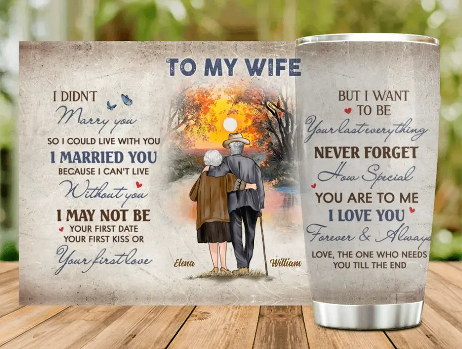 Custom Personalized Old Couple Tumbler - Christmas Gift Idea For Couple/Husband/Wife - To My Wife