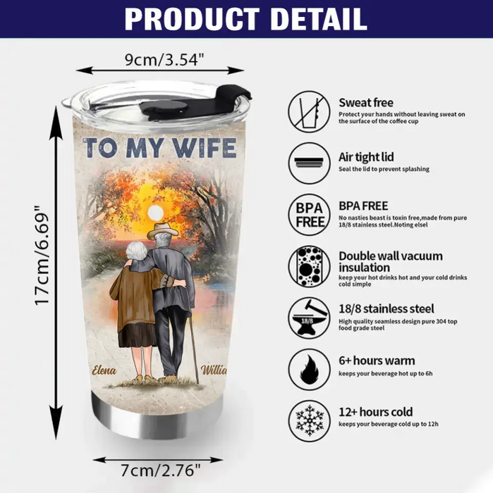 Custom Personalized Old Couple Tumbler - Christmas Gift Idea For Couple/Husband/Wife - To My Wife