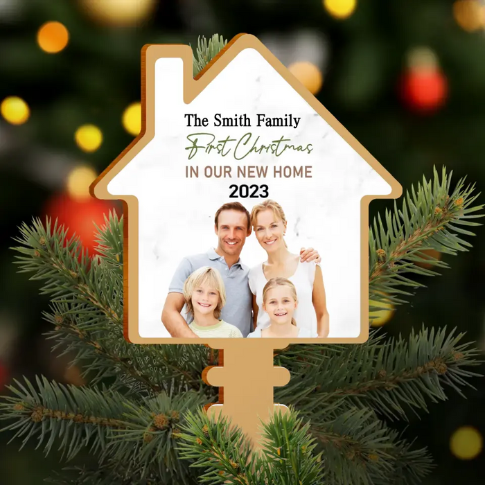 Custom Personalized Family Tree Topper - Upload Photo - Christmas Gift For Couple/ Family - First Christmas In Our New Home 2023