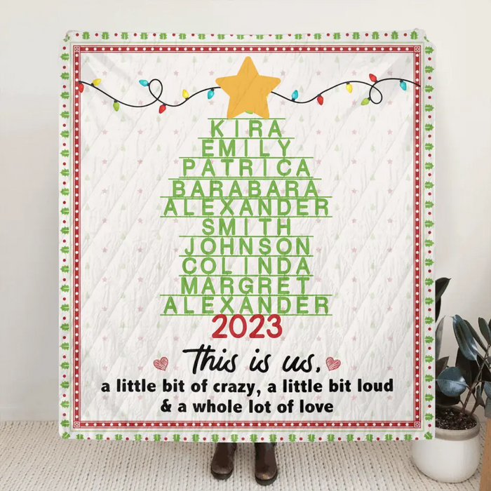 Custom Personalized Family Christmas Tree Quilt/ Single Layer Fleece Blanket - Gift Idea For Family/ Christmas - This Is Us