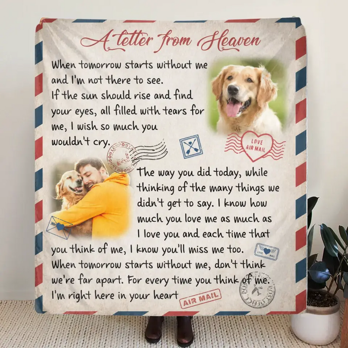 Personalized Memorial Pet Quilt/Single Layer Fleece Blanket - Upload Photo - Memorial Gift Idea For Pet Owners - A Letter From Heaven