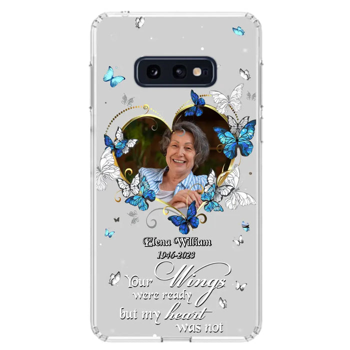 Custom Personalized Memorial Butterfly Heart Phone Case - Memorial Gift Idea For Family - Case For iPhone/Samsung - Your Wings Were Ready But My Heart Was Not