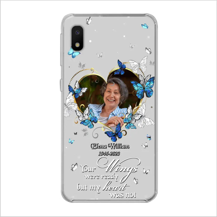 Custom Personalized Memorial Butterfly Heart Phone Case - Memorial Gift Idea For Family - Case For iPhone/Samsung - Your Wings Were Ready But My Heart Was Not