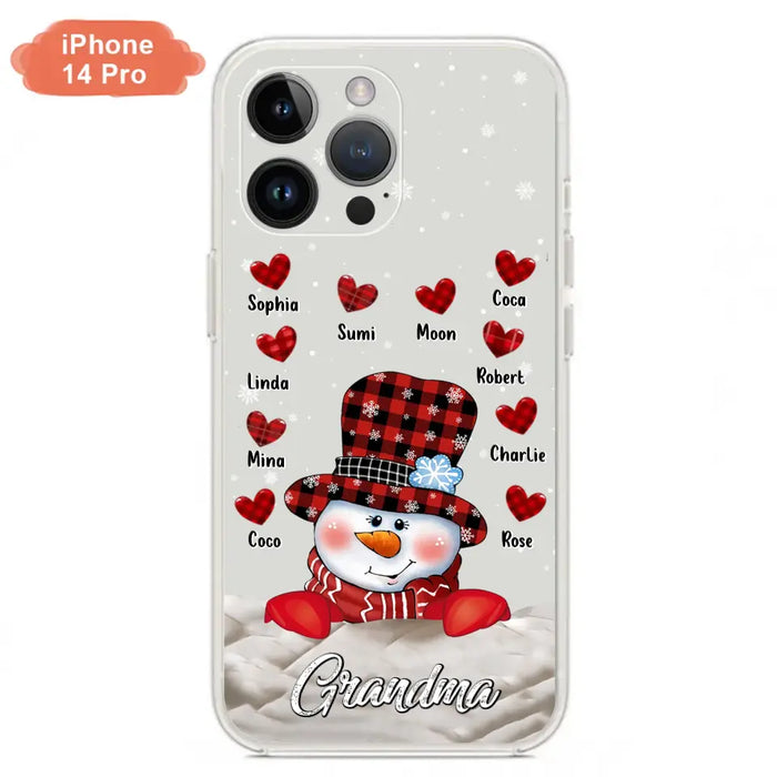 Personalized Snowman Grandma Phone Case - Christmas Gift Idea For Grandma - Up to 10 Kids - Case For iPhone/Samsung