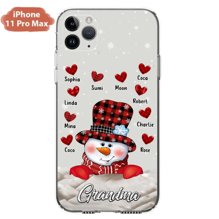 Personalized Snowman Grandma Phone Case - Christmas Gift Idea For Grandma - Up to 10 Kids - Case For iPhone/Samsung