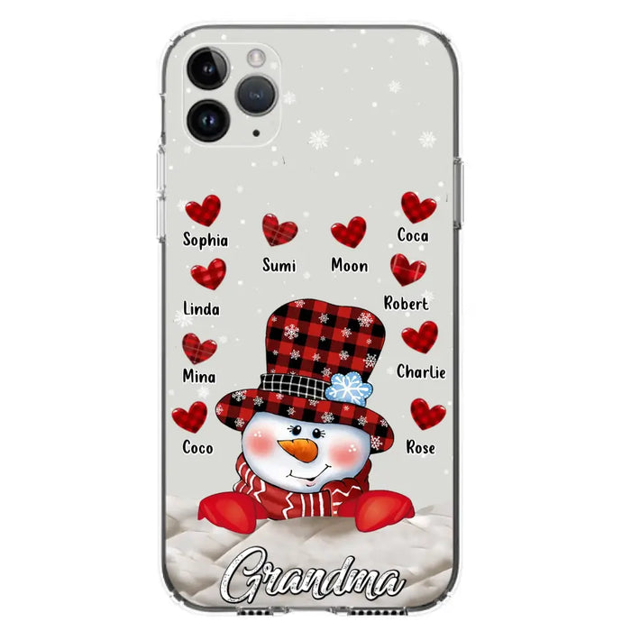 Personalized Snowman Grandma Phone Case - Christmas Gift Idea For Grandma - Up to 10 Kids - Case For iPhone/Samsung