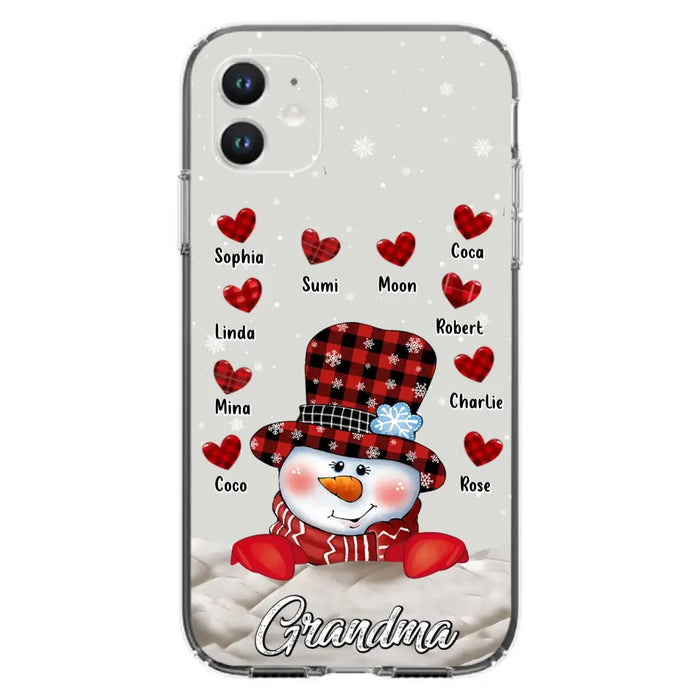 Personalized Snowman Grandma Phone Case - Christmas Gift Idea For Grandma - Up to 10 Kids - Case For iPhone/Samsung