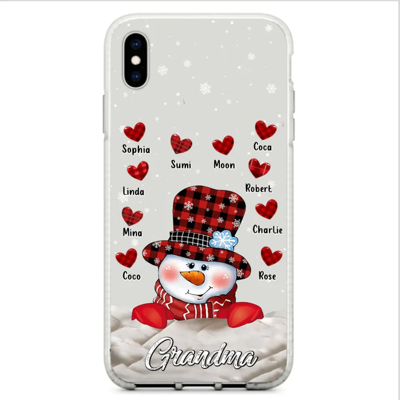 Personalized Snowman Grandma Phone Case - Christmas Gift Idea For Grandma - Up to 10 Kids - Case For iPhone/Samsung