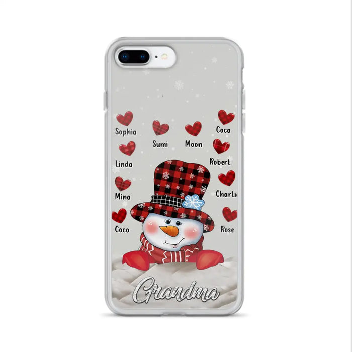 Personalized Snowman Grandma Phone Case - Christmas Gift Idea For Grandma - Up to 10 Kids - Case For iPhone/Samsung