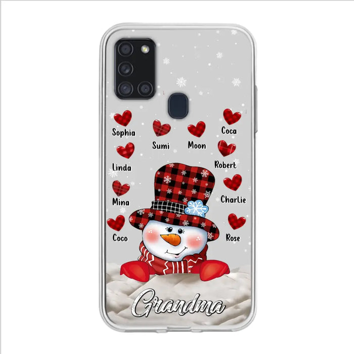 Personalized Snowman Grandma Phone Case - Christmas Gift Idea For Grandma - Up to 10 Kids - Case For iPhone/Samsung