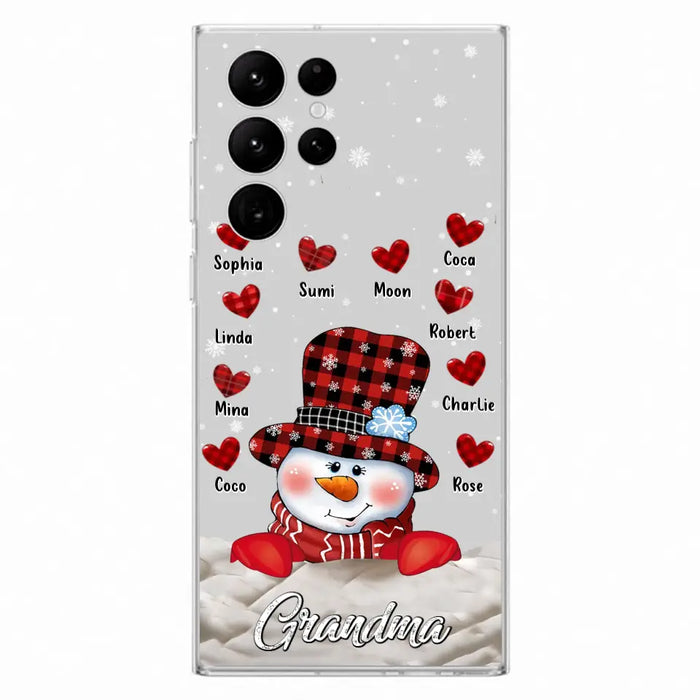 Personalized Snowman Grandma Phone Case - Christmas Gift Idea For Grandma - Up to 10 Kids - Case For iPhone/Samsung