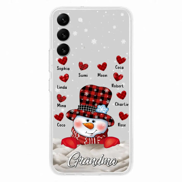 Personalized Snowman Grandma Phone Case - Christmas Gift Idea For Grandma - Up to 10 Kids - Case For iPhone/Samsung