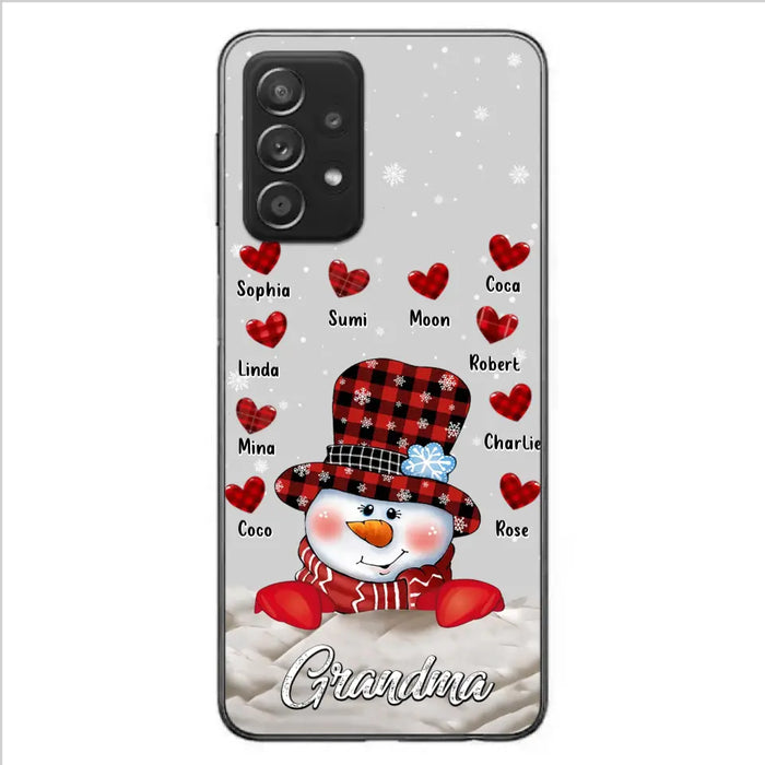 Personalized Snowman Grandma Phone Case - Christmas Gift Idea For Grandma - Up to 10 Kids - Case For iPhone/Samsung