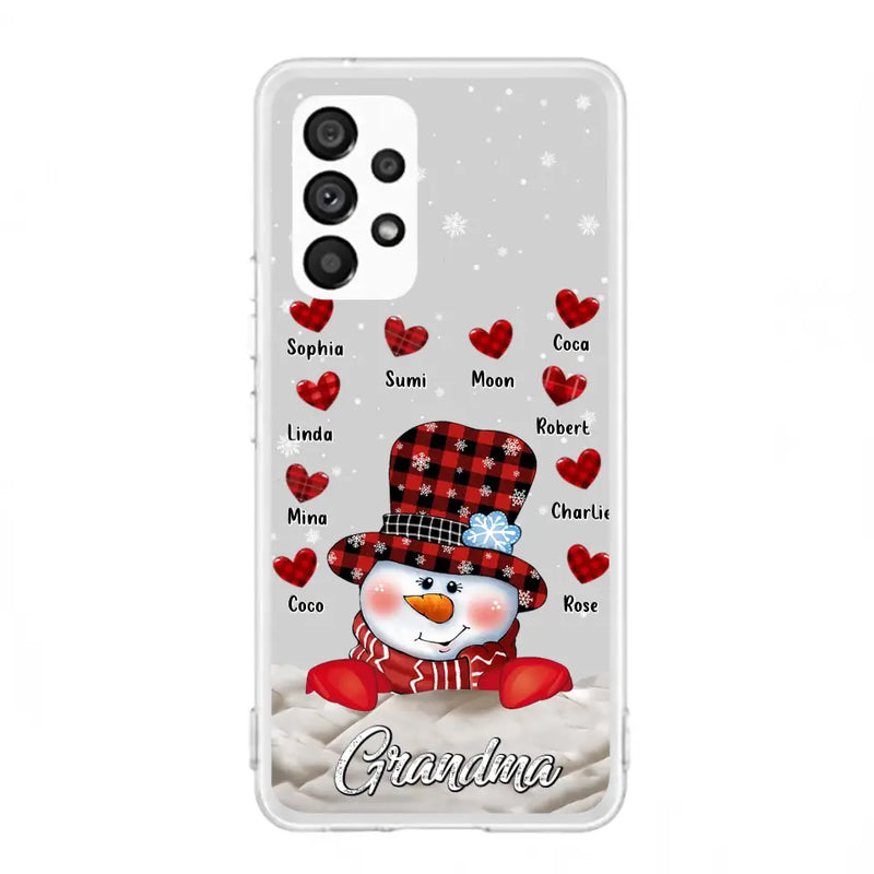 Personalized Snowman Grandma Phone Case - Christmas Gift Idea For Grandma - Up to 10 Kids - Case For iPhone/Samsung
