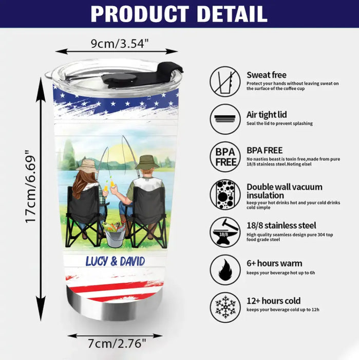 Custom Personalized Fishing Couple Tumbler - Gift Idea for Couple - You Are The Rod To My Reel