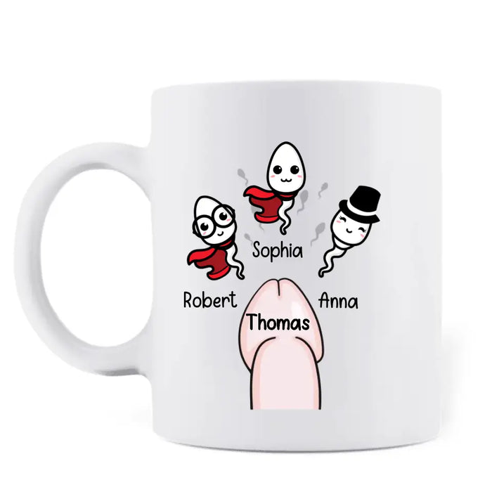 Custom Personalized Sperms Mug - Gift Idea From Kids to Father/ For Father's Day - Upto 3 Sperms - Happy Father's Day From Your Little Squirt