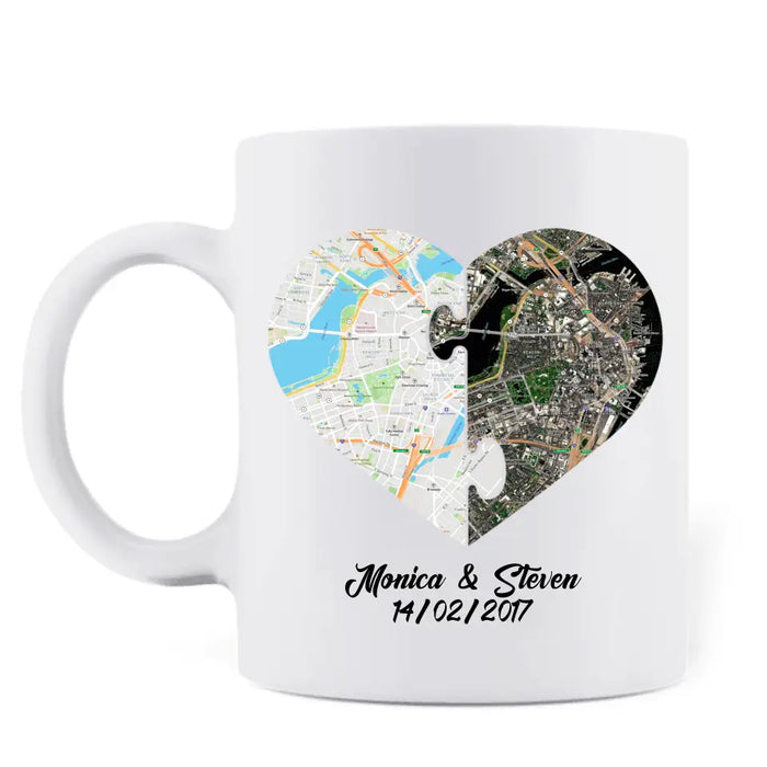 Custom Personalized Long Distance Relationship Coffee Mug - I Love You More Than The Miles Between Us