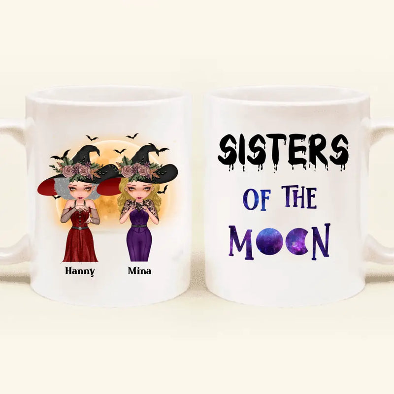 Personalized Witches Coffee Mug - Up to 4 Girls - Halloween Gift For Friends/Sisters/Besties - Sisters Of The Moon