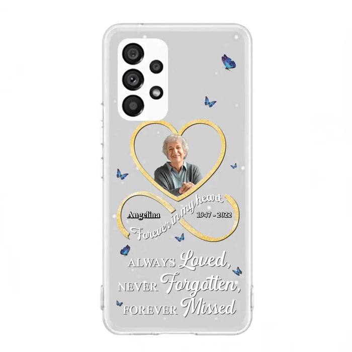 Custom Personalized Memorial Wing Heart Phone Case - Memorial Gift Idea For Family - Case For iPhone/Samsung - Always Loved Never Forgotten Forever Missed