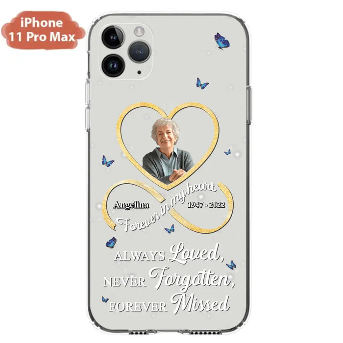 Custom Personalized Memorial Wing Heart Phone Case - Memorial Gift Idea For Family - Case For iPhone/Samsung - Always Loved Never Forgotten Forever Missed