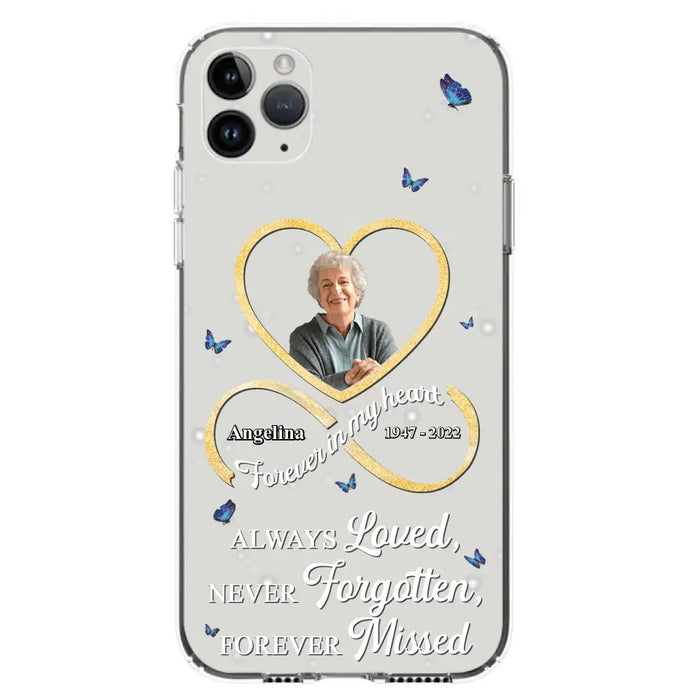 Custom Personalized Memorial Wing Heart Phone Case - Memorial Gift Idea For Family - Case For iPhone/Samsung - Always Loved Never Forgotten Forever Missed