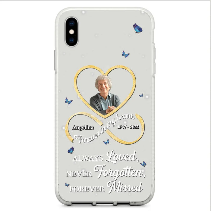 Custom Personalized Memorial Wing Heart Phone Case - Memorial Gift Idea For Family - Case For iPhone/Samsung - Always Loved Never Forgotten Forever Missed