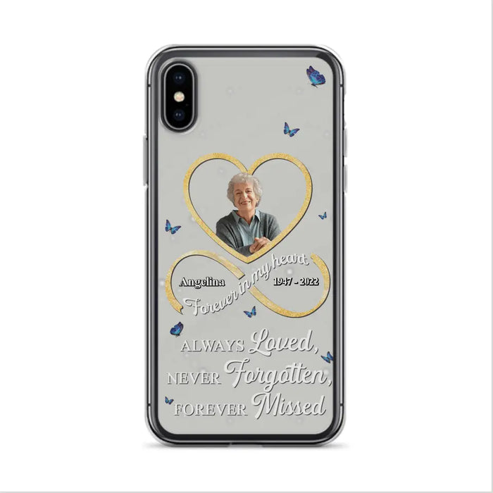 Custom Personalized Memorial Wing Heart Phone Case - Memorial Gift Idea For Family - Case For iPhone/Samsung - Always Loved Never Forgotten Forever Missed