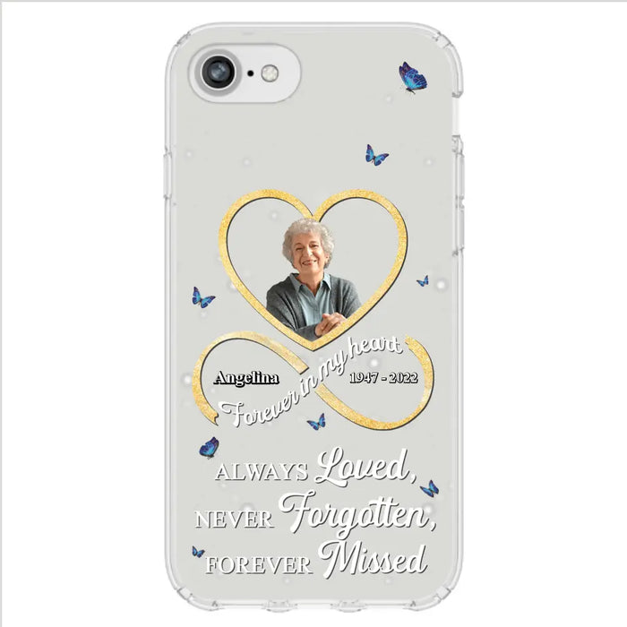 Custom Personalized Memorial Wing Heart Phone Case - Memorial Gift Idea For Family - Case For iPhone/Samsung - Always Loved Never Forgotten Forever Missed