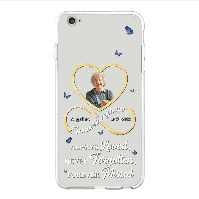 Custom Personalized Memorial Wing Heart Phone Case - Memorial Gift Idea For Family - Case For iPhone/Samsung - Always Loved Never Forgotten Forever Missed