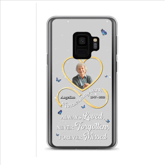 Custom Personalized Memorial Wing Heart Phone Case - Memorial Gift Idea For Family - Case For iPhone/Samsung - Always Loved Never Forgotten Forever Missed